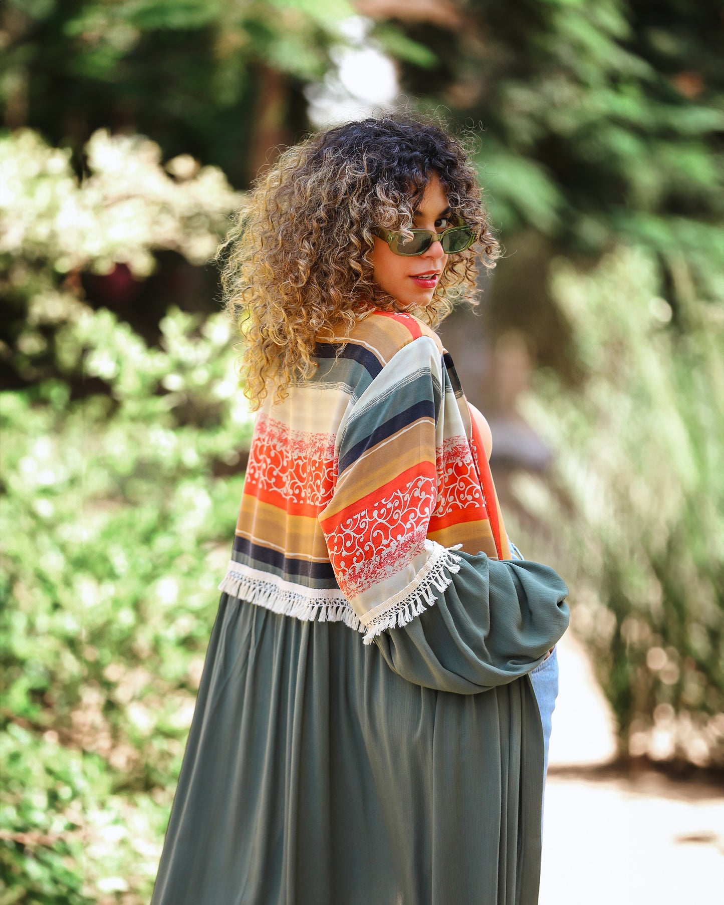 green cardigan