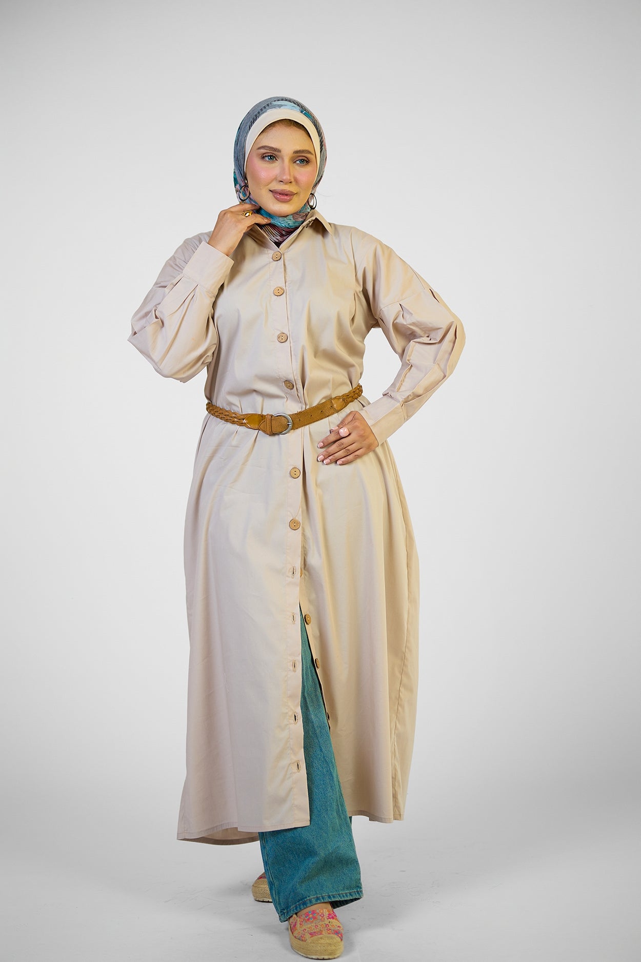 Beige Shirt Dress