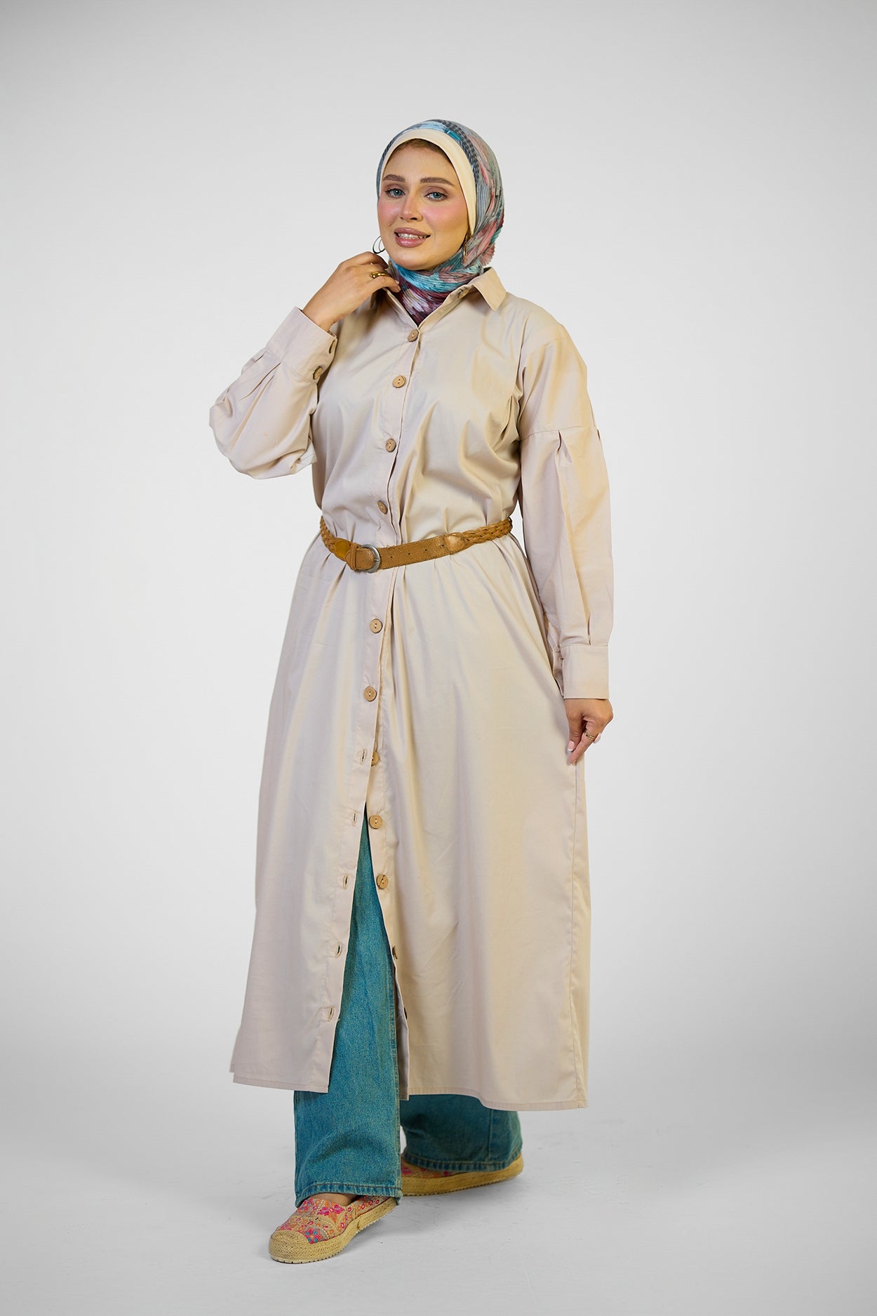 Beige Shirt Dress