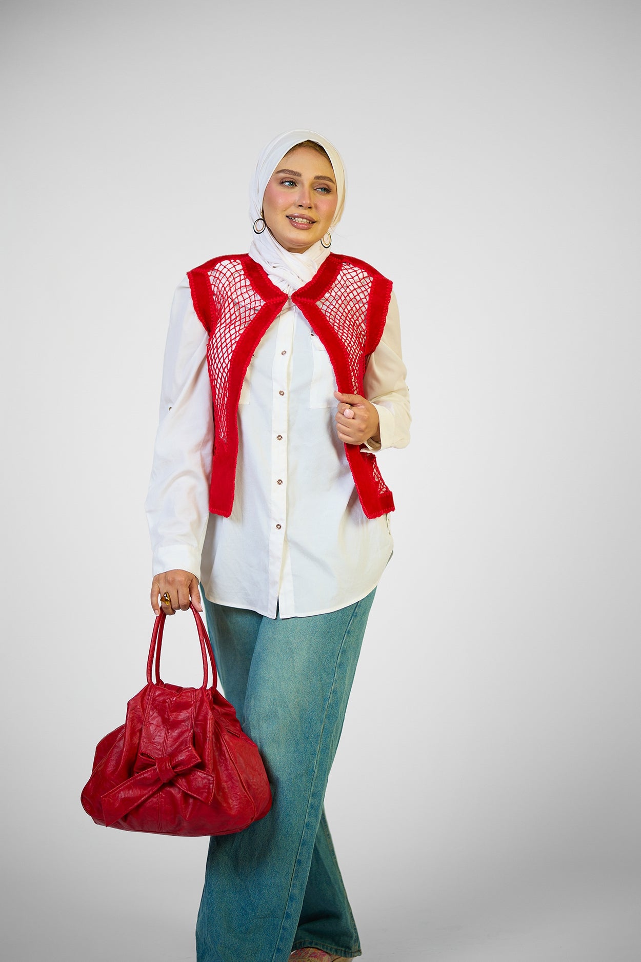 Crochet Red leather vest