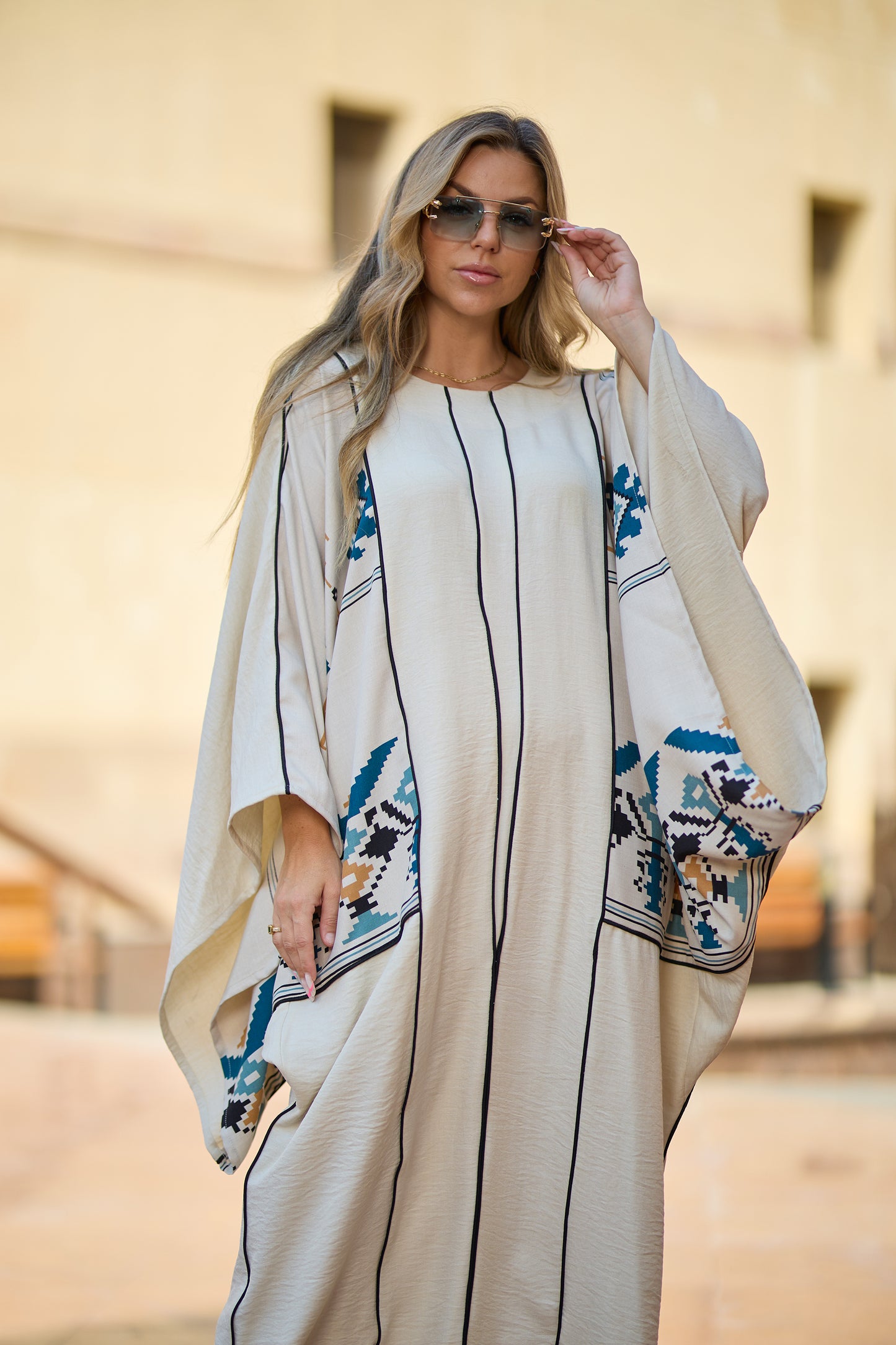 White blue abaya