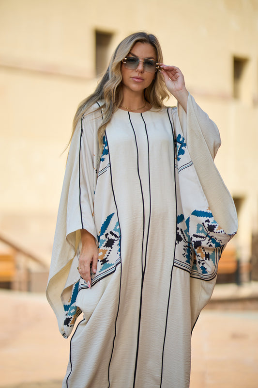 White blue abaya