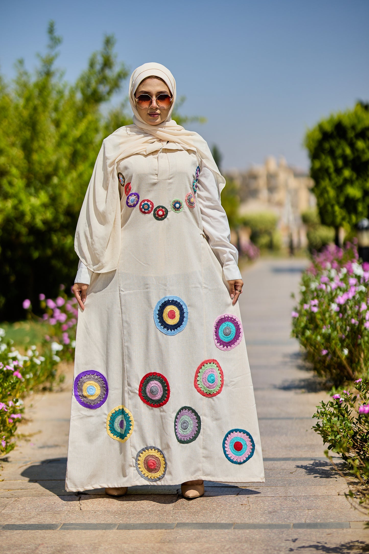 Cream Lenin Dress
