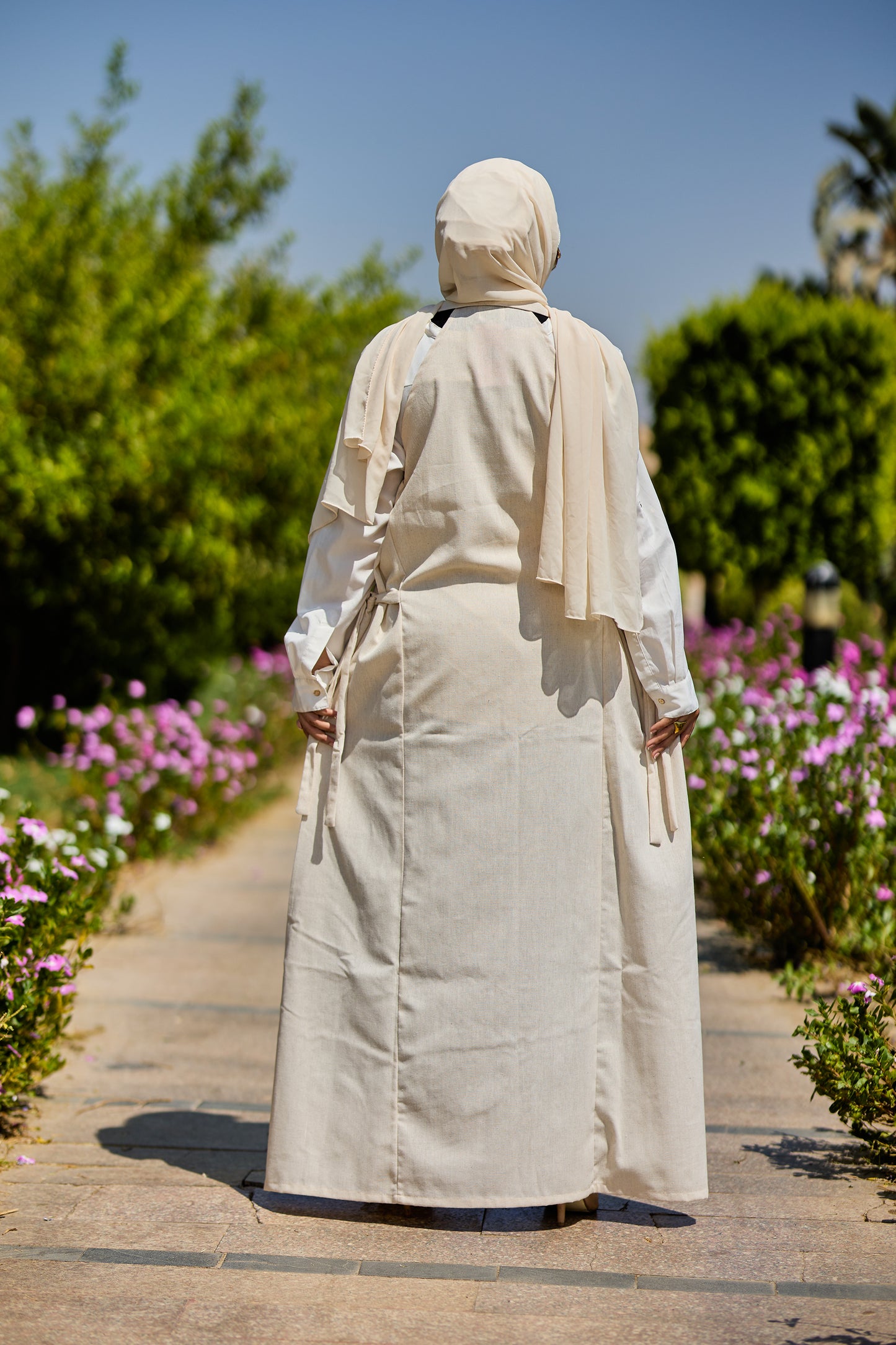 Cream Lenin Dress