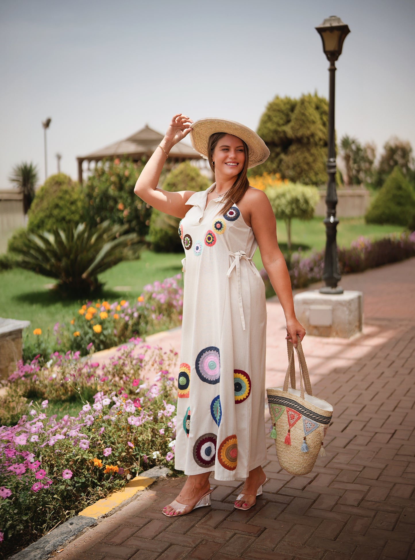 Cream Lenin Dress