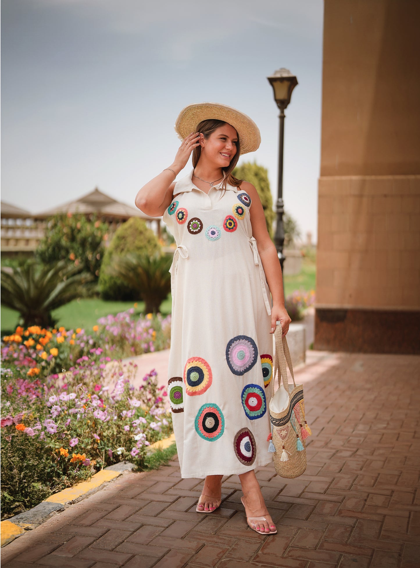 Cream Lenin Dress