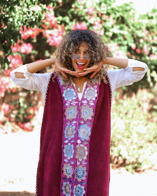 purple sleeveless dress